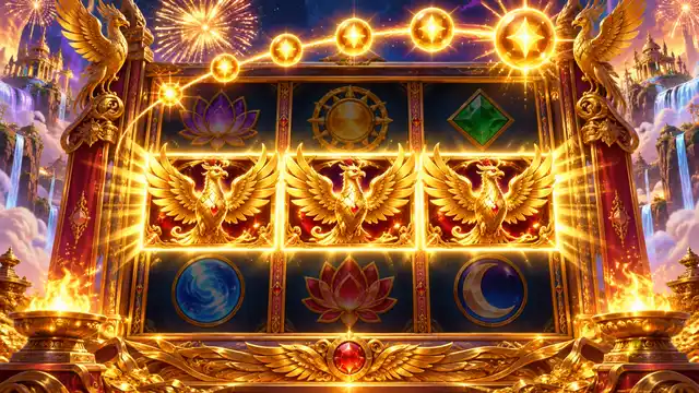 Fondo de templo dorado con gemas y lotos sobre los carretes